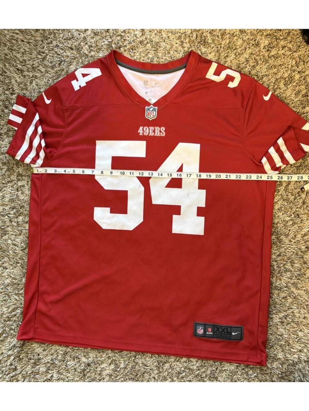 Nike San Francisco 49ers NFL Fred Warner Red Color Rush Jersey Men's Size 2XL - Picture 3 of 10